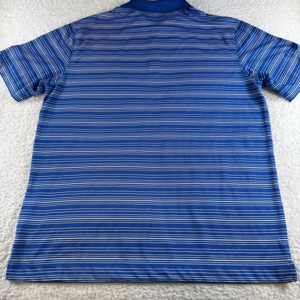 Nike Dri-Fit Standard Fit Striped Collared Blue Stretch Golf Polo Shirt Sz Large